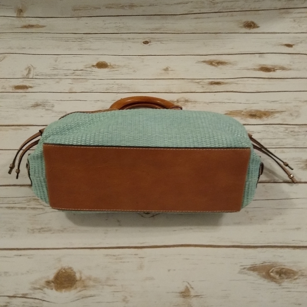 Fossil Woven Rattan Soft Seafoam Green Satchel Bag - Picture 5 of 16